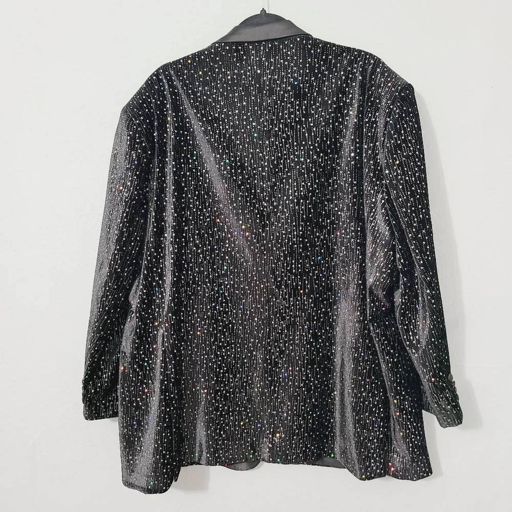 BARABAS Exclusive Velvet Shiny Applique Slim Fit Blazer Jacket‎ Size 52R 5XL